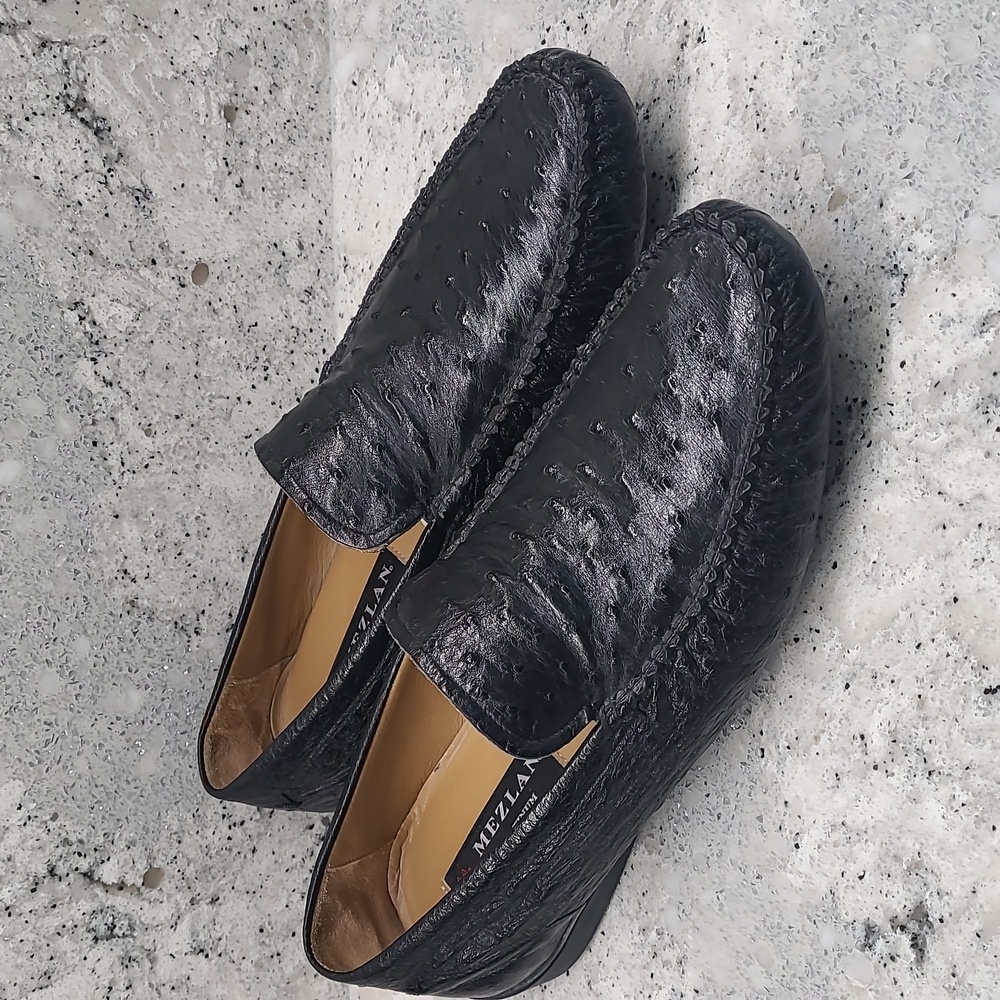 Mezlan Platinum Banff Ostrich Loafers - Picture 2 of 10
